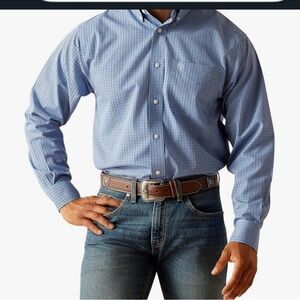 Ariat Blue Dress Shirt with Pinstripes